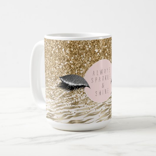 Mug Gold Zebra Imprimer des yeux brillants (Devant gauche)