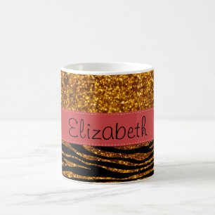 Mug Gold Zebra, Parties scintillant Zebra, Zebra Print