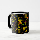 MUG GOLD ZODIAC BIJOUX D'ANNIVERSAIRE, PIERRES À JEUX, (Devant gauche)
