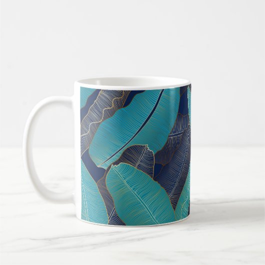Mug Golden Banana Leaf : Motif de luxe. (Gauche)