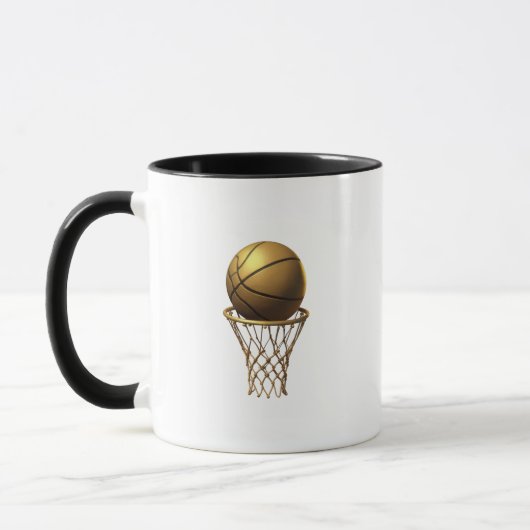 Mug Golden Basketball & Hoop Design (Gauche)