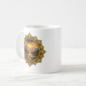 Mug Golden Boho Mandala Mountain Sunset | Boho Sun Art (Devant gauche)