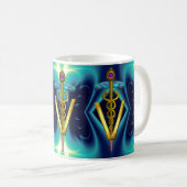 Mug GOLDEN CADUCEUS VETERINARY SYMBOL Blue Turquoise (Devant droit)