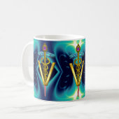 Mug GOLDEN CADUCEUS VETERINARY SYMBOL Blue Turquoise (Devant gauche)
