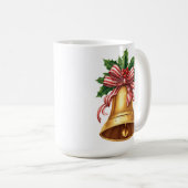 Mug Golden Christmas Bell Holly and Stripe Bow (Devant droit)