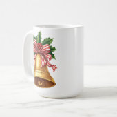 Mug Golden Christmas Bell Holly and Stripe Bow (Devant gauche)