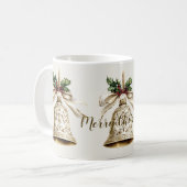 Mug Golden Christmas Bell Shiny Stars Green Feuilles (Devant gauche)