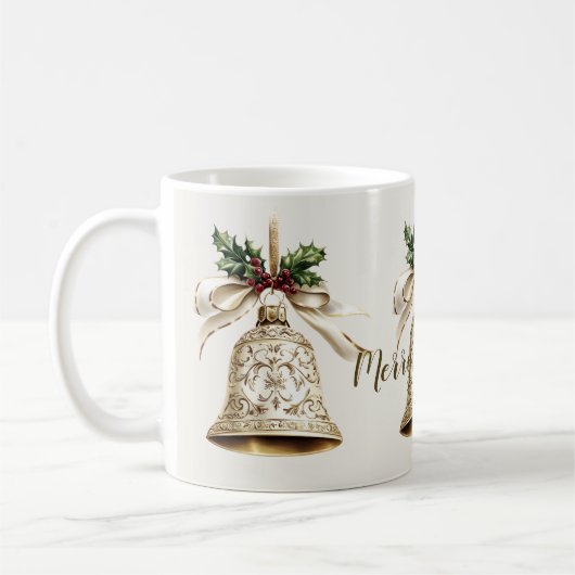 Mug Golden Christmas Bell Shiny Stars Green Feuilles (Gauche)
