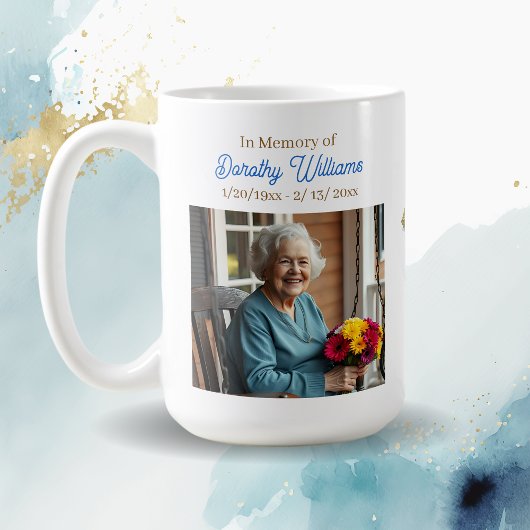 Mug Golden Cross and Flowers Memorial Keepsake
