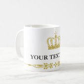 Mug Golden Crown + votre texte & arrière - plan (Devant gauche)