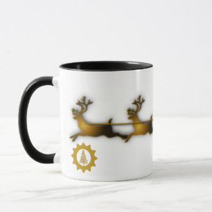 Mug Golden Deer Christmas Santa Claus Sledge