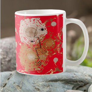 Mug Golden Elegance Abstraite du milieu du siècle
