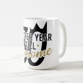 Mug Golden Elegant Script "Awesome" Typography Black (Devant droit)