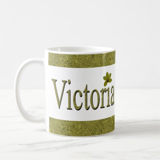 Mug Golden Flecks Victoria Nom Design, (Gauche)