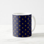 Mug Golden Fleur de Lis sur Navy Blue (Devant droit)