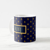 Mug Golden Fleur de Lis sur Navy Blue (Devant gauche)
