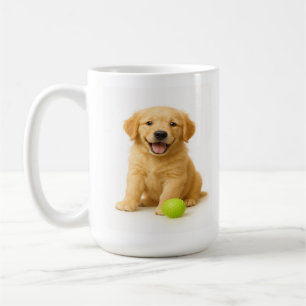 Mug Golden Giggles - Retriever Pup & Lime Green Ball