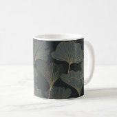 Mug Golden Ginkgo : Luxueux Déco Floral. (Devant droit)