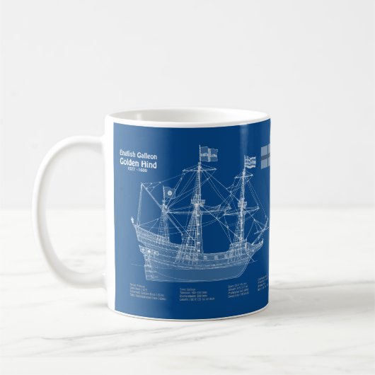 Mug Golden Hind - Plan directeur des navires ABD (Gauche)