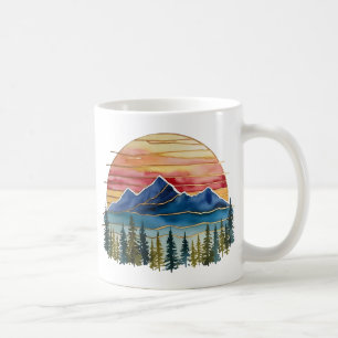 Mug Golden Horizon Watercolor Mountain Sunset Extérieu