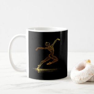 Mug Golden Line Art Ballet Dancer Illustration élégant