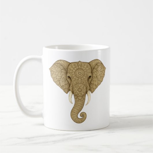 Mug Golden Mandala Elephant Boho - Graphic Art Tea (Gauche)