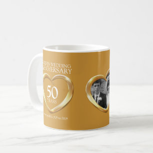 Mug Golden mariage anniversaire coeur 2 photos