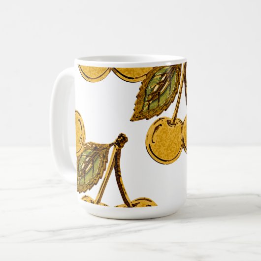 Mug Golden Metallic Cherries Pattern (Devant gauche)