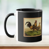 Mug Golden Penciled Hamburg Roosters Black Monogram