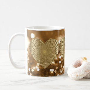 Mug Golden Prismatic Heart Bokeh Faux Parties scintill