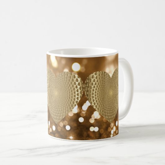 Mug Golden Prismatic Heart Bokeh Faux Parties scintill (Devant droit)