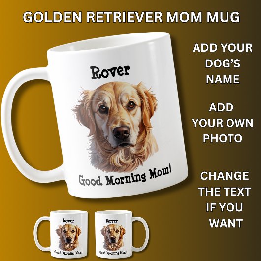 Mug Golden Retriever, Ajouter le nom du chien, Changer