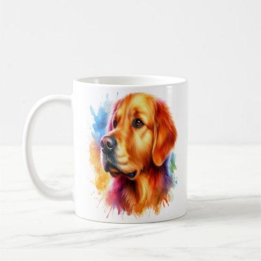 Mug Golden Retriever Chien en aquarelle (Gauche)