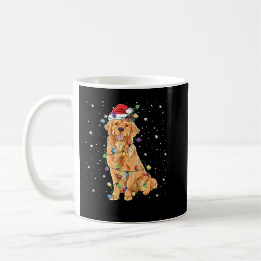 Mug Golden Retriever Chien Feux de Noël Santa Hat Do (Gauche)