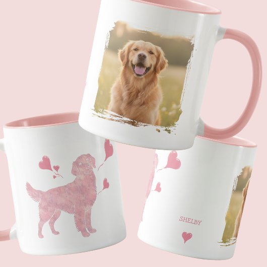 Mug Golden Retriever Custom Photo & Name Valentine