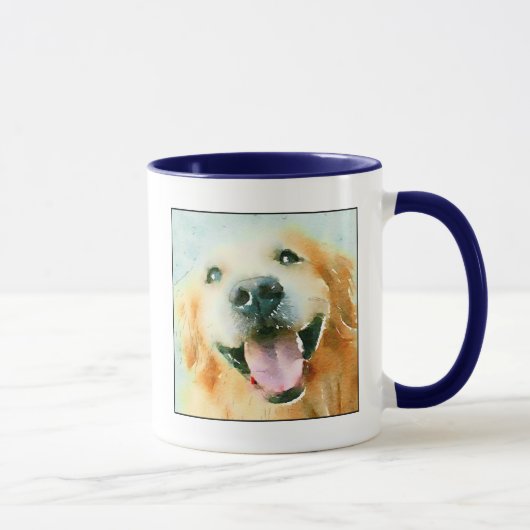 Mug Golden retriever de sourire dans l'aquarelle (Droite)