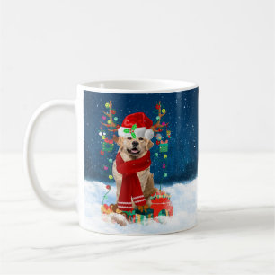 Mug Golden Retriever Dog en neige avec cadeaux de Noël