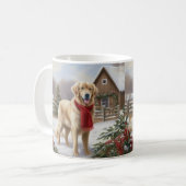 Mug Golden Retriever Dog in Snow Christmas (Devant gauche)