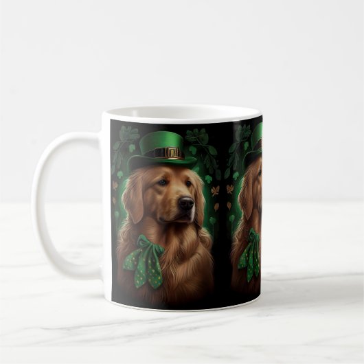 Mug Golden Retriever Dog in St. Patrick's Day (Gauche)