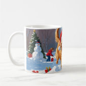 Mug Golden Retriever en neige avec Casquette de Noël (Gauche)