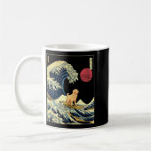 Mug Golden Retriever Japanese Kanagawa Wave Funny Surf (Gauche)