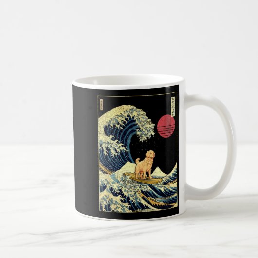 Mug Golden Retriever Japanese Kanagawa Wave Funny Surf (Droite)