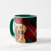 Mug Golden Retriever Lover Holiday Plaid Noël (Devant gauche)