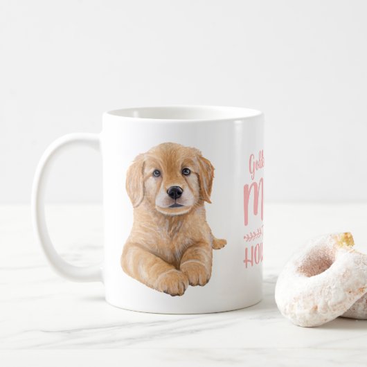 Mug Golden Retriever Maman Cadeau Aquarelle Chien Chie (Avec donut)