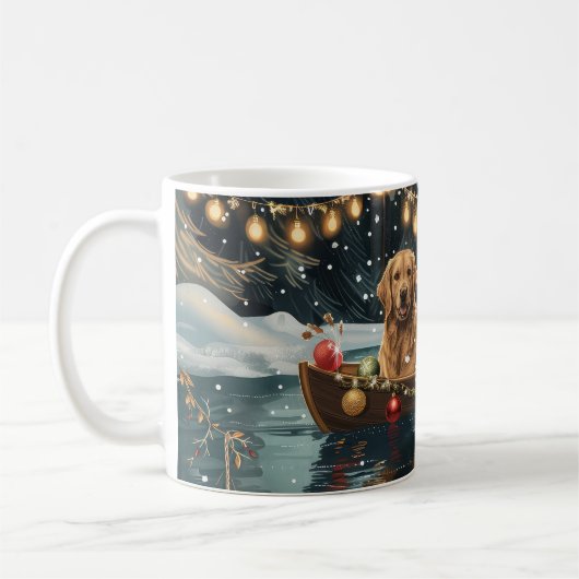 Mug Golden Retriever Noël Festive Voyage (Gauche)
