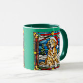 Mug Golden Retriever Noël Vitrail (Devant droit)