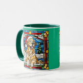 Mug Golden Retriever Noël Vitrail (Devant gauche)