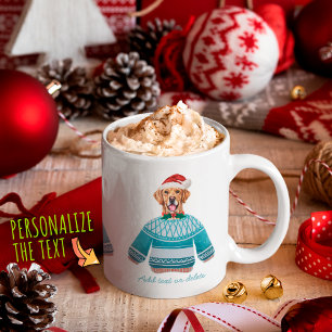 Mug Golden Retriever portant un pull moche amateur de
