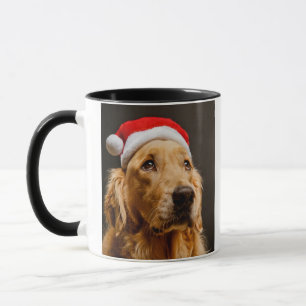 Mug Golden retriever posant pour son Noël