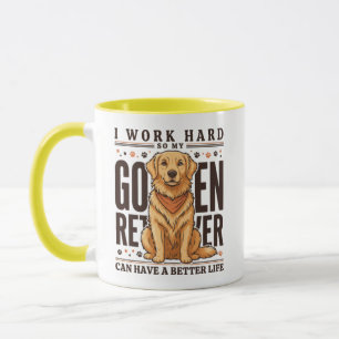 Mug Golden Retriever Travail Dur Amoureux des Chiens M